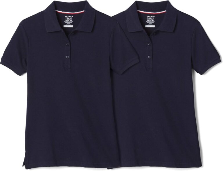 French Toast Girls’ 2-Pack Short Sleeve Polo Shirts | Stretch Piqué School Uniform Tops
