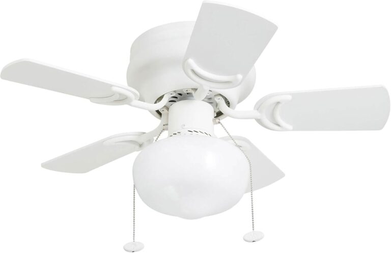 Prominence Home Hero 28″ Traditional Flush Mount LED Ceiling Fan with Light | Dual Finish Blades, Reversible Motor