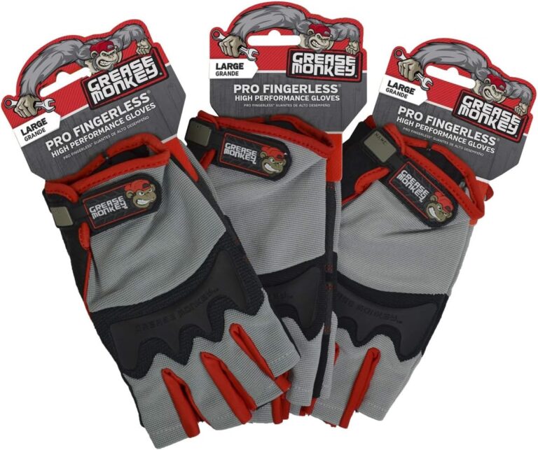 GREASE MONKEY Pro Fingerless Work Gloves 3-Pack (Large) – All-Purpose & Workout Gloves for Grip & Dexterity