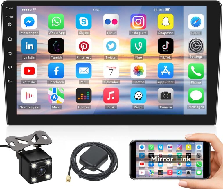 10.1″ Android Double Din Car Stereo with GPS, Bluetooth, Touch Screen & Rear View Camera | HD MP5 Multimedia Receiver