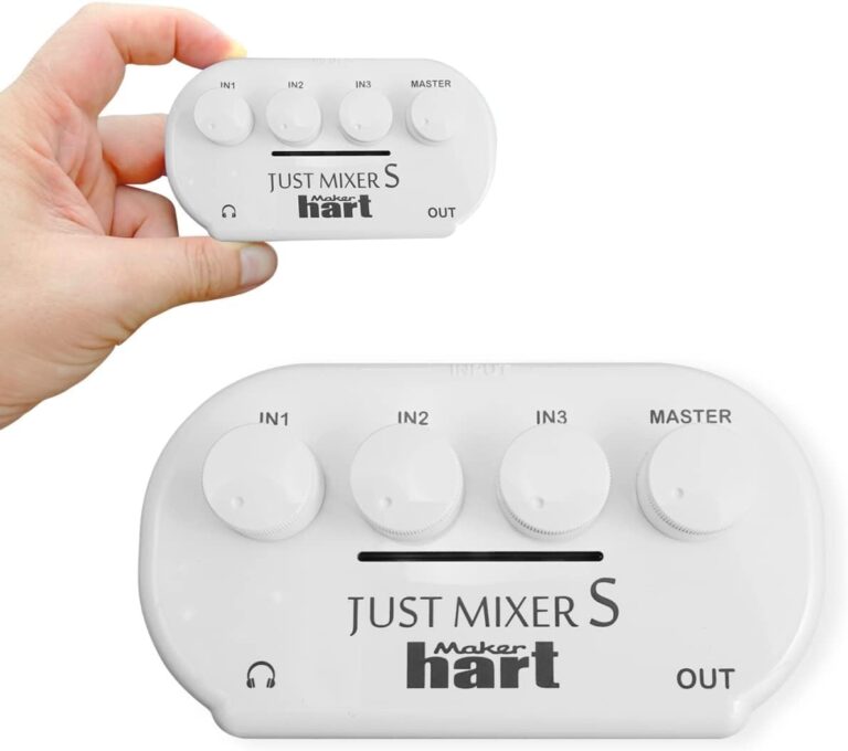 Maker hart JUST Mixer S Portable 3-Channel Audio Mixer | Stereo Input/Output, Battery & USB Powered