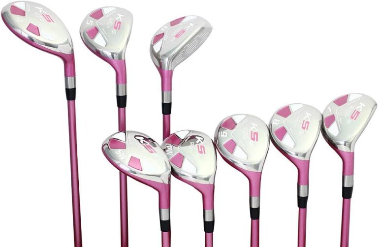 Majek Pink Senior Ladies Golf Hybrids Irons Set: Ultra Light, Forgiving Fuchsia Complete Package 4-SW