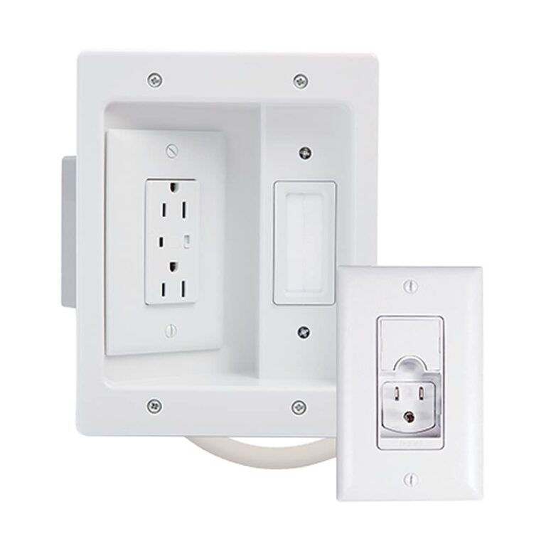 Legrand OnQ In-Wall TV Power Kit | Hide Cords & Support 5.1 Audio | Recessed Outlet Box Saves Space, White (CPS306WV1)