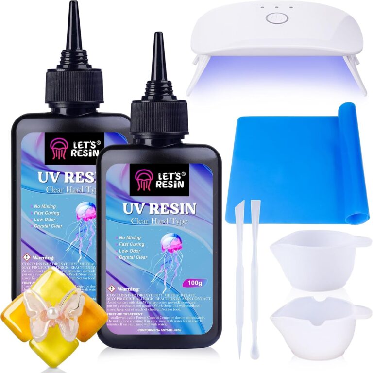 LET’S RESIN UV Resin Starter Kit with Light: 200g Crystal Clear Low Odor Epoxy for Jewelry, Crafts & Keychains