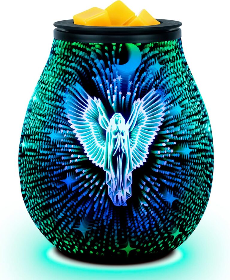 EQUSUPRO 3D Angel Wax Melt Warmer: Electric Wax Melter with 7-Color LED Lights for Scented Cubes & Tarts