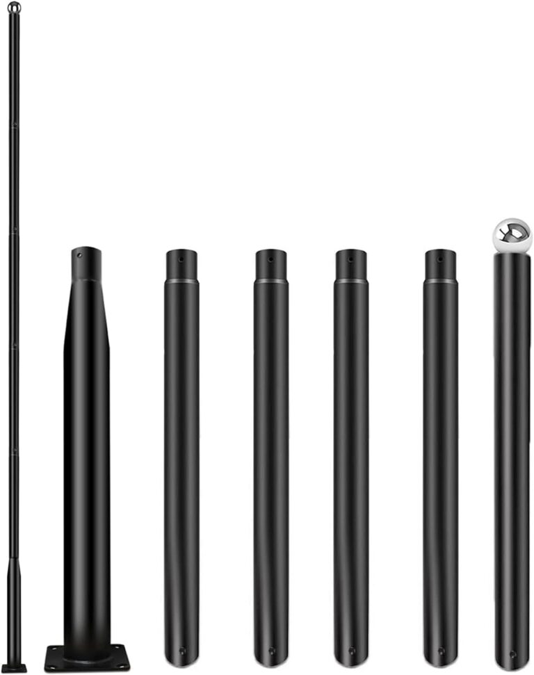 iFvBey 20ft Black Metal Street Light Pole – Adjustable Outdoor Lamp Post with Mounting Rebar Cage