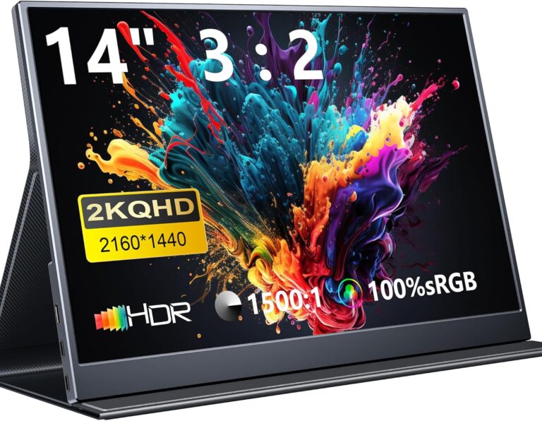 14″ Portable Monitor 2160x1440P IPS | Dual USB-C HDMI Second Screen for Laptop, Gaming, Phone, Switch, PS5