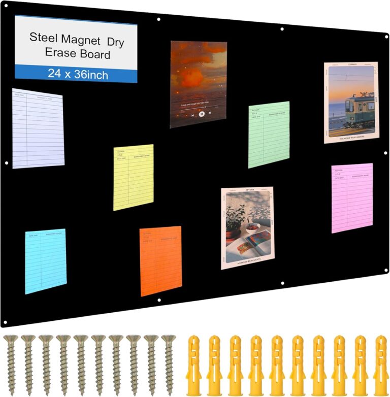 Ireer Magnetic Bulletin Board for Walls – 24×36 Inch Black Dry Erase Board for Office, Home & Classroom with Magnets & Screws
