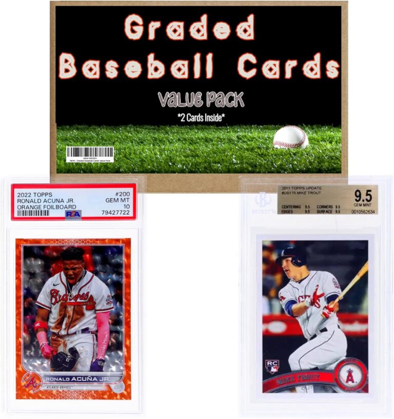 Graded Baseball Cards Value Pack & Gift Set | 2 Graded Cards, Chance for Autographs, PSA 10 | Ideal for New Collectors
