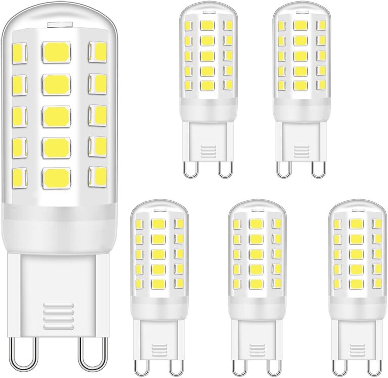 G9 LED Bulbs 5W, 5 Pack – 40W Halogen Replacement, 6000K Daylight White, Non-Dimmable, Flicker-Free for Chandeliers & Fixtures