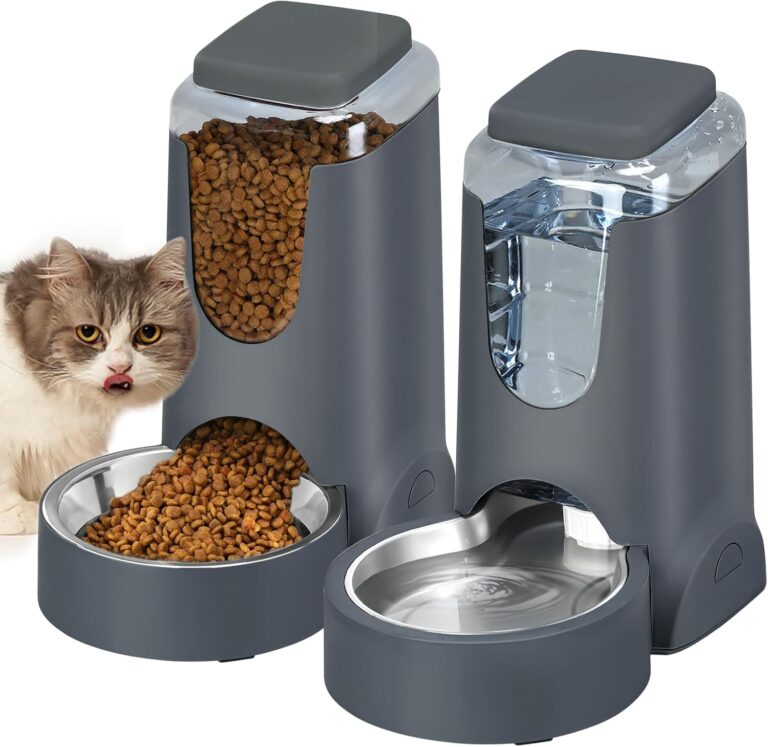 Automatic Cat Feeder & Water Dispenser: 1 Gallon Gravity Food & Water Bowls for Pets
