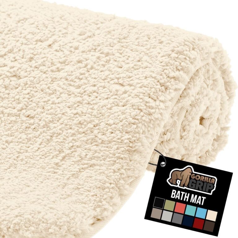 GORILLA GRIP Bathroom Rug 42×24 – Ultra Soft, Absorbent & Quick Dry Bath Mat for Shower & Bathtub Floor, Machine Washable, Ivory