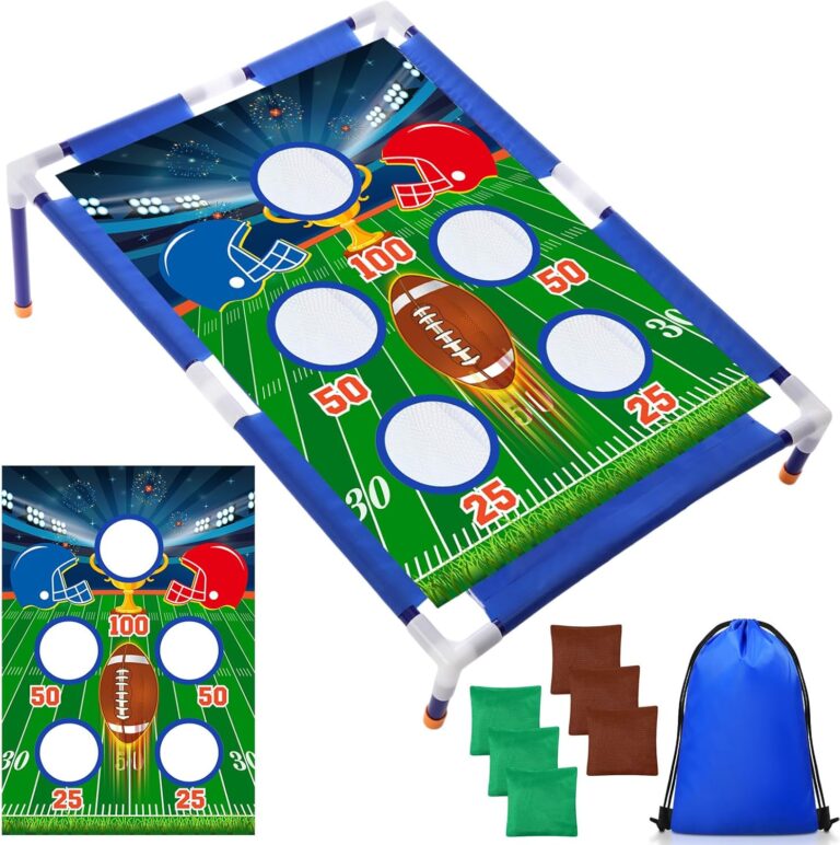 Portable Football Bean Bag Toss Game Set – 6 Bean Bags & PVC Frame for Family, Holiday & Birthday Party Fun