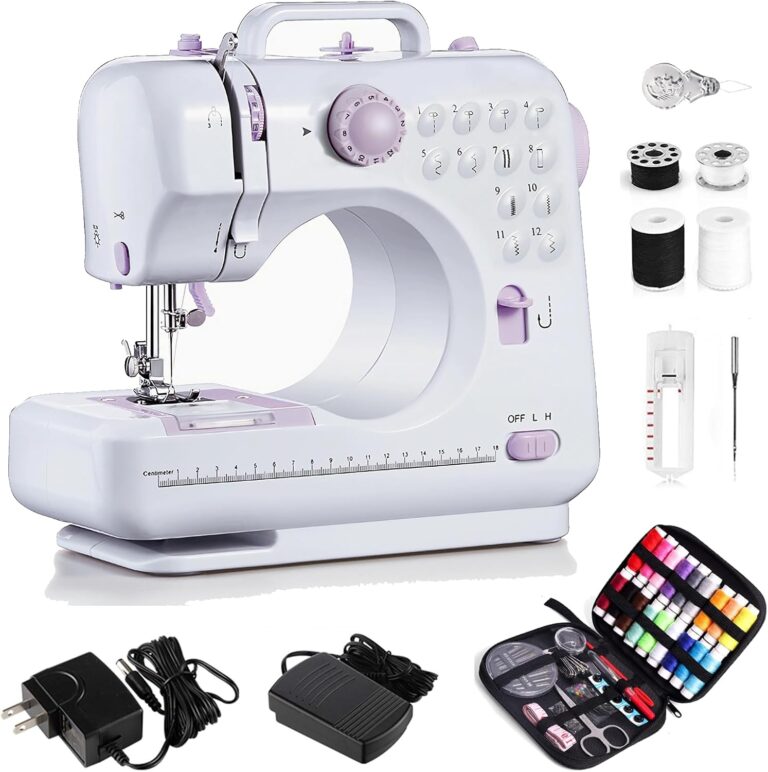 Beginner-Friendly Sewing Machine with 12 Built-In Stitches & Sewing Kit | Portable Purple Design