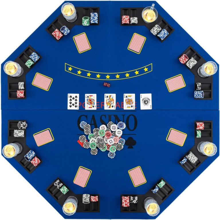 Giantex 48″ Poker Table Top | 8-Player Foldable Texas Holdem Mat w/Carrying Bag, Cup Holders & Chip Trays