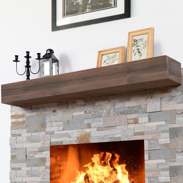 Fireplace Mantle Shelf 66 Inch – Handcrafted Rustic Wood Floating Mantel with Invisible Bracket for Over Fireplace
