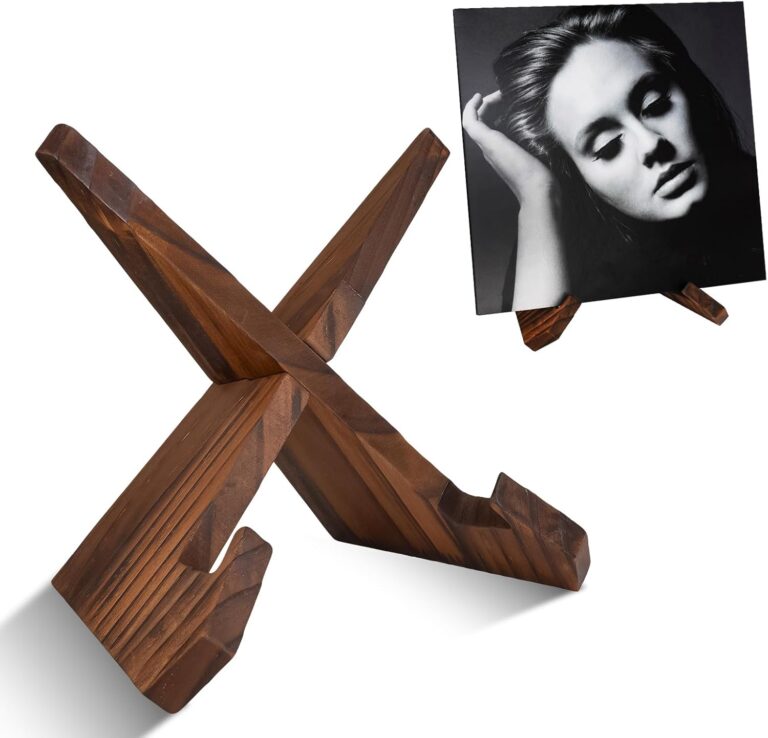 Now Playing Vinyl Record Stand – Rustic Brown Solid Wood Display & Storage Holder for LP Albums, Retro Music Gift