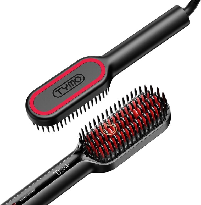 TYMO Hair Straightener Brush: Upgraded Ionic Straightening Brush for Fast, Smooth Styling & Frizz Control