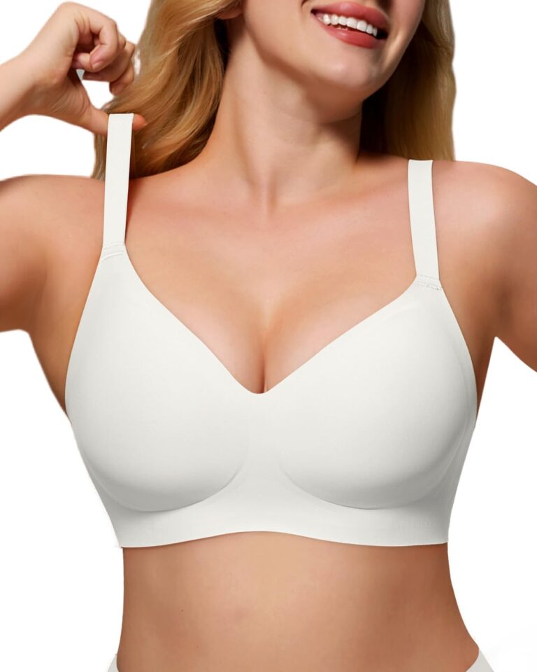 As Fairy Women’s Soft Comfortable No Underwire Bras: Seamless Push Up Bralette, V-Neck Full Coverage T-Shirt Bra