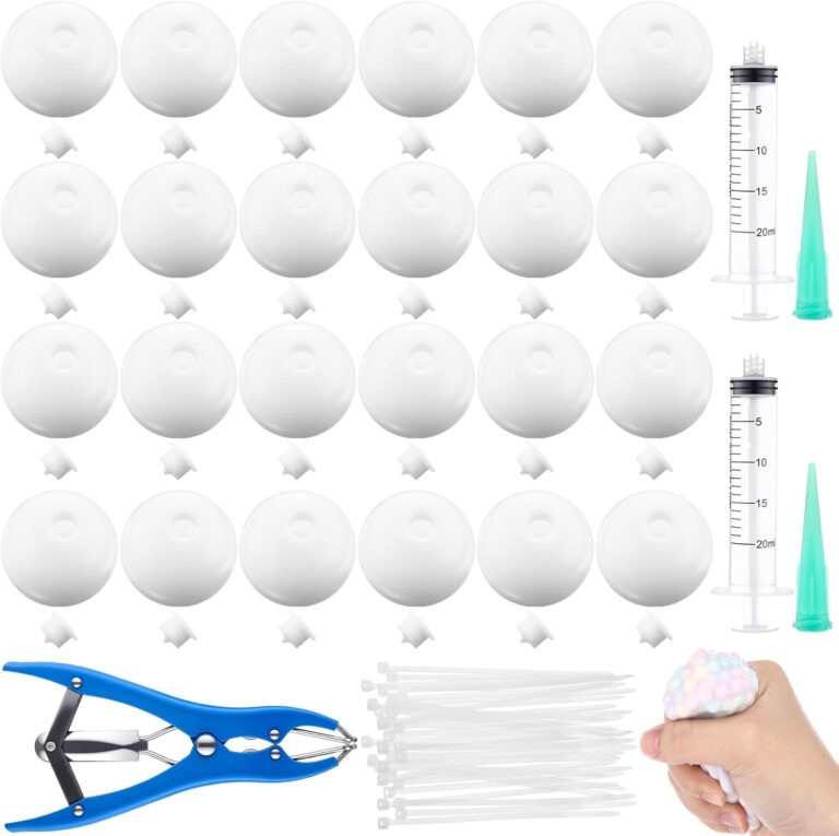 DIY Stress Ball Making Kit – 24 Pcs Blank Ball Skin Kit with Vacuum Pump & Tool for Adults & Kids (Milky)