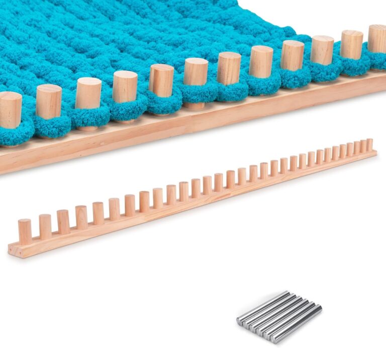LITURTOO 63″ Chunky Blanket Loom | DIY Hand Knitting Loom for No-Needle Chunky Throw Blankets, Beginner Friendly Yarn Craft